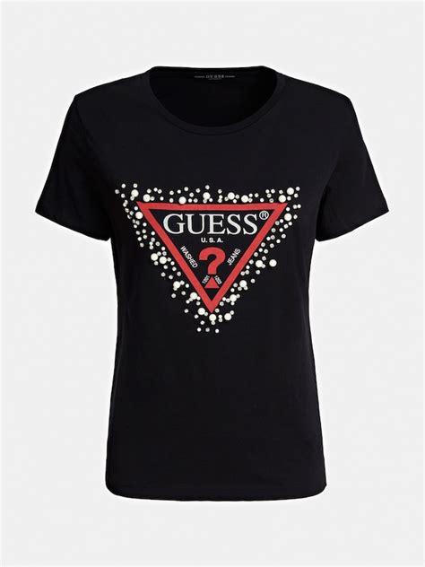 guess t shirt damen schwarz weiß